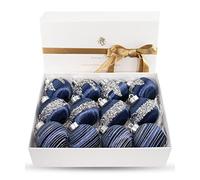 12 palline di Natale in raso, lussuose decorazioni da appendere all'albero di Natale per ghirlande di Natale, feste di nozze (blu)