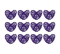12 palline di rattan a forma di cuore riempitivo per vasi in rattan naturale per San Valentino, decorazione per matrimoni, decorazione della casa, viola scuro, 5,1 cm