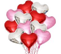 12 Palloncini a Forma di Cuore Foil per San Valentino, Fidanzamento, Matrimonio e Compleanno - Adatti per Elio (C)
