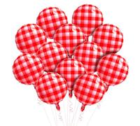 12 palloncini a quadretti, 45,7 cm, a scacchi, rotondi, per fast food, snack, picnic, hamburger, barbecue, feste, decorazione per bambini, baby shower, decorazione per la casa (gingham)