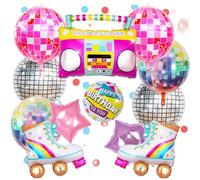 12 palloncini da discoteca, 55,9 cm, 4D, rotondi, rosa, argento, a tema hip hop, feste di compleanno, feste di compleanno, anni '70, '80, '90, decorazioni per feste a tema discoteca (retrò)