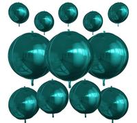 12 palloncini rotondi in lamina verde scuro, 55,9 cm, 38,1 cm, 25,4 cm, 4D, palloncini a elio, verde metallizzato, per compleanni, lauree, matrimoni, anniversari, Capodanno, discoteca, balli
