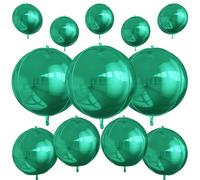12 palloncini rotondi verdi in lamina di alluminio, 55,9 cm, 38,1 cm, 25,4 cm, 4D, palloncini a elio, in lamina verde metallizzata, per compleanno, laurea, matrimonio, anniversario, Capodanno