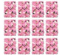 12 pannelli da parete con rose artificiali, fiori artificiali, sfondo da parete per feste, matrimoni, doccia, baby shower, Natale, decorazione per la casa, 60 x 40 cm (rosa scuro)