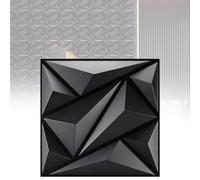 12 Pannelli Decorativi Per Pareti 3D In PVC, Impermeabili E Ignifughi | Pannelli murali 3D in PVC, per pareti decorative, pareti dietro la TV, soggiorni e camere da letto 30x30cm(Black)