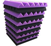 12 Pannelli Fonoassorbenti a Cuneo, Schiuma, Nero/Viola, 30 cm/12 pollici | Ideali per ufficio e progetti fai da te, trattano il suono riducendo l'eco e le riflessioni indesiderate negli ambienti