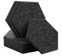 12 pannelli fonoassorbenti, assorbimento acustico, isolamento, striscia di tenuta for porte, studio registrazione domestico per pareti(48-Sesame Black,Small Hexagon,1.2cm Super Density)