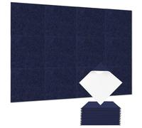 12 pannelli fonoassorbenti, pannelli acustici autoadesivi, per pareti, pannelli fonoassorbenti ad alta densità, pannelli fonoassorbenti con bordo smussato, per studio di registrazione (blu)
