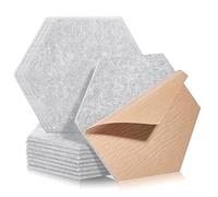 12 pannelli fonoassorbenti, quadrati, autoadesivi, per isolamento acustico, ad alta densità, per pareti, soffitti, legno e porte, 30 x 26 x 0,9 cm, colore grigio chiaro