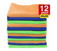 12 PANNI MICROFIBRA 40 X 60 CM ASCIUGAMANO PANNO PULIZIA MULTIUSO LAVAGGIO AUTO