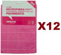 12 PANNO MICROFIBRA FIRST VESUVIO A QUADRETTI 50x70 CM CON ASOLA PER PAVIMENTI