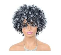 12 "parrucche parrucche sintetiche ad alta temperatura calore in fibra di molto morbida e naturale □ allentato ricci for la parrucca resistente alle donne nere(A)