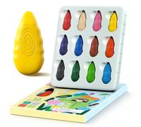 12 Pastelli Bambini 2 Anni - Forma Ergonomica - Crayon per Bambini 1-3 Anni - Colori che non sporcano - Pastello a Razzo e Facili da Impugnare - Pastelli a cera