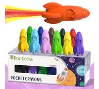 12 Pastelli Bambini 3 Anni - Crayon per Bambini 3-8 Anni - Colori che non sporcano bambini - Pastello a Razzo e Facili da Impugnare - Crayon per Bambini 3-10 Anni - Pastelli a cera bambini