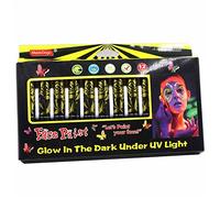 12 pastelli per pittura per viso che illuminano buio UV per Halloween, feste in maschera, feste, pennarelli per trucco, pastelli per Halloween