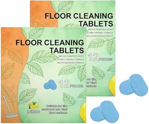 12 pastiglie detergenti per pavimenti, ideali per lavare pavimenti in piastrelle e vinile. Puliscono a fondo macchie di grasso e olio, lasciando i pavimenti brillanti e puliti