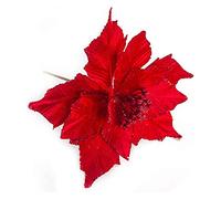 12 PC CASCITA IN GIOVAMENTO ARTICIFICAZIONE COMPLETA 28 * 24 cm Fiori finti glitter Poinsettia Giove di Natale Ornamenti dell'albero di Natale con steli per decorazioni per feste di Natale di
