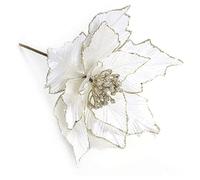 12 PC CASCITA IN GIOVAMENTO ARTICIFICAZIONE COMPLETA 28 * 24 cm Fiori finti glitter Poinsettia Giove di Natale Ornamenti dell'albero di Natale con steli per decorazioni per feste di Natale di