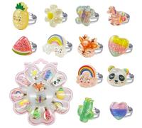 12 PCS Anelli Gioiello per Bambina, Regolabili, Senza Duplicazioni, Anelli per Bambina, Anello per Bambini Vesti e Gioca