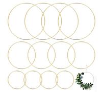 12 PCS Aros Metalicos Manualidades, Aros de Metal para Manualidades, Anillos Metal, ARO de Metal Dorado, Aros Metálicos para Manualidades, Anillos de Macramé ARO Floral, 10 cm, 15 cm, 20 cm