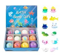 12 Pcs Bath Bombs with Toys Inside for Kids, Handmade Kids Bath Bombs with Surprise Inside for Boys Girls Birthday Party