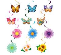 12 PCS Farfalla e Fiore a Spirale Appesi, Farfalle Primavera Addobbi a Spirale, Farfalle e Fiori Decorazione Turbinii Sospesi, per Feste di Compleanno, Feste di Primavera di Pasqua (A)