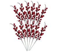 12 Pcs Frutti Di Bosco Artificiale Bacche Rosse Natale Steli Artificiali