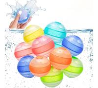 12 PCS Gavettoni Riutilizzabili, Palloncini Acqua Riutilizzabili in Silicone, Gavettoni Acqua Autosigillanti, Bombe d'Acqua a Riempimento Rapido per Bambini e Adulti, Giochi da Esterno e Piscina