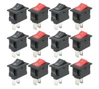 12 Pcs KCD11 Switch Rocker Snap-In, mini Interruttore A Bilanciere Rettangolare 10 × 15mm, 3a 250v/6a 125v AC, ON-OFF SPST 2 Posizioni, per Auto, Barca, Elettrodomestici (Nero Rosso)