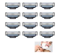 12 Pcs Lame di Ricambio Per Rasoio Compatibili con Gillette Mach3, Ricariche per Rasoios da Uomo Lamette in Acciaio Lametta Barba Lame per una rasatura liscia Turbo Manuale Professionale (12, B)