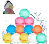 12 Pcs Palloncini Acqua Riutilizzabili, Gavettoni Acqua Autosigillanti Magnetiche, Bombe Acqua Riempimento Rapido Silicone Colorato per Bambini, Adulti, Feste Spiaggia, Giochi Estivi, Parchi Acquatici