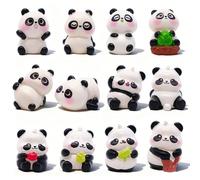 12 Pcs Panda Figure, Mini Panda Figure, Panda Compleanno Torta Topper, Panda Ornamenti, Carino Panda Giocattoli per Casa, Giardino,Favore di Festa