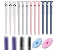 12 Pcs Penne Cancellabili, Penna Gel A Sfera Cancellabile a Forma di Animale, 24 Cancellabili Ricariche e 2 Gomme, 0.5 mm Cartoon Penna A Sfera Scrivere per Disegnare, Scrivere, Pianificare E Studiare
