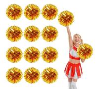 12 Pcs pom poms cheer,13.7inch with Four finger payment (gold)