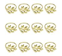 12 PCS Portatovaglioli, Anelli per Tovaglioli in Metallo Dorato, 4,2 x 4 cm Portatovaglioli Natalizi Foglia, Decorazioni per Matrimoni Banchetti Cene Feste Natale Compleanni e Occasioni Speciali