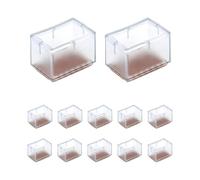 12 Pcs Rectangle Silicone Chair Leg Caps Floor Protectors for Chair Foot Square Width 24-30mm X Length 39-47mm U