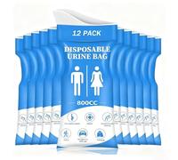 12 PCS Sacche per Urina USA e Getta,Sacchetti Vomito da Viaggio,Urinatoio Portatile per Uomini,Donne e Bambini per Urina da Viaggio per i Viaggi,il Campeggio,Gli Ingorghi Stradali(Blue,12 Pcs)