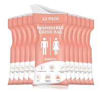 12 PCS Sacche per Urina USA e Getta,Sacchetti Vomito da Viaggio,Urinatoio Portatile per Uomini,Donne e Bambini per Urina da Viaggio per i Viaggi,il Campeggio,Gli Ingorghi Stradali(Pink,12 Pcs)