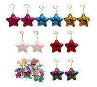 12 Pendenti Portachiavi Stella A Cinque Punte, 1 Confezione Di Stelle A Cinque Punte, Portachiavi Stella In Polvere D'Oro, Portachiavi Per Ragazze, Portachiavi Con Paillettes Per Bambini