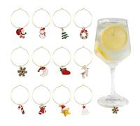 12 pennarelli in vetro, divertenti bicchieri con tema natalizio, riutilizzabili, per feste, vino, cocktail, champagne, decorazioni