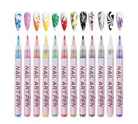 12 pennarelli per graffiti per nail art, ad asciugatura rapida, penne per smalto fai da te, pennelli colorati per disegnare e rivestire unghie, strumenti creativi per manicure per disegni facili