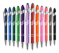 12 Penne a Sfera con Note Musicali. 2-in-1 Penna a Sfera Retrattile con Punta Stilo per Schermi Touch, Regalo per Insegnanti e Studenti di Musica, per Feste (Colori Assortiti), Idee Regalo per Natale