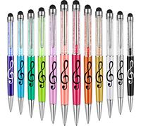 12 penne a sfera in cristallo a scomparsa Touch Screen Penne capacitivi a diamante per scrivere note musicali, 2 in 1, per dispositivi touch screen capacitivi (colori assortiti)