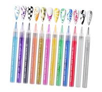 12 penne colorate per nail art 3D vernice per disegnare chiodo puntini graffiti dotting penna fiore gancio linea fai da te nail art bellezza adorn manicure strumenti