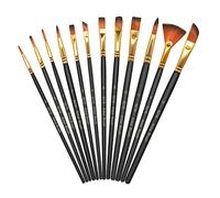12 Pennelli per Dipingere,Set Pennelli Pittura in Nylon Art,Pennello Fine Pittura Penne a Punta Liscia,Corpo Penna in Legno Adatto per Vernici Acriliche, Acquerelli, Oli e Guachi