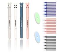 12 Pezzi 0,35MM Penna Gel Cancellabile a Forma di Animale+30 Ricariche Penne Cancellabili e 2 Gomme Penna Cancellabiles Pennes a Inchiostro Gel Cancellabili Cartoni Penne Carine per Studenti, 3 Colori