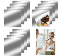 12 Pezzi 20x20cm Specchi per Piastrelle Autoadesivi, Specchio Flessibile, Specchio Decorativo per Decorazione da Parete in Acrilico Fai-da-Te Senza Vetro, Specchio da Parete Senza Cornice