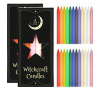 12 pezzi/24 pezzi/36 pezzi Candele dritte colorate in cera e 24 pezzi di granuli di cera bianca, con tempo di combustione di 2 ore, inodore, adatte per decorazione domestica, tavolo da pranzo, festa d