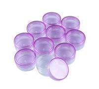 12 pezzi 3 g scatole vuote di plastica colorate contenitori rotondi piccoli bottiglie cosmetici vasi da viaggio barattoli strass gemme gioielli scatola immagazzinaggio Per Viaggi(Purple)