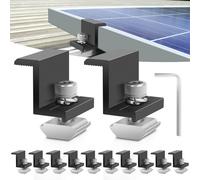 12 Pezzi 30mm Staffa Z di Montaggio, TGKYK Morsetto Terminale Solare con Chiave, Kit di Fissaggio per Modulo Solare, Pannelli Solari Staffe Bordo per Tetti, Campeggio, Roulotte (Nero)
